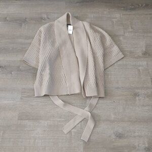 NWT Sutton Studio Petite Lambswool Blend Wrap Cardigan - Taupe PM